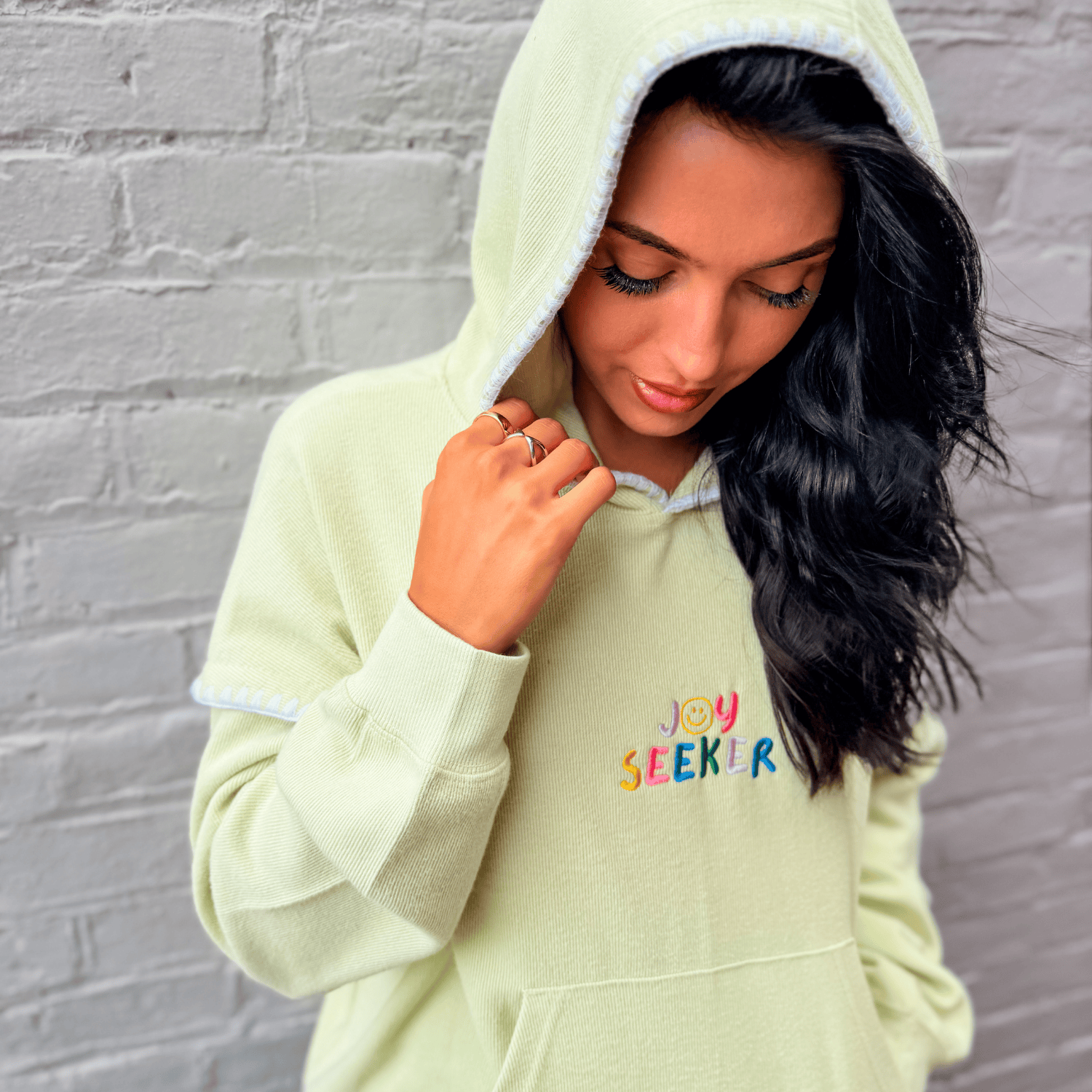 Joy Seeker Embroidered Hooded Pullover