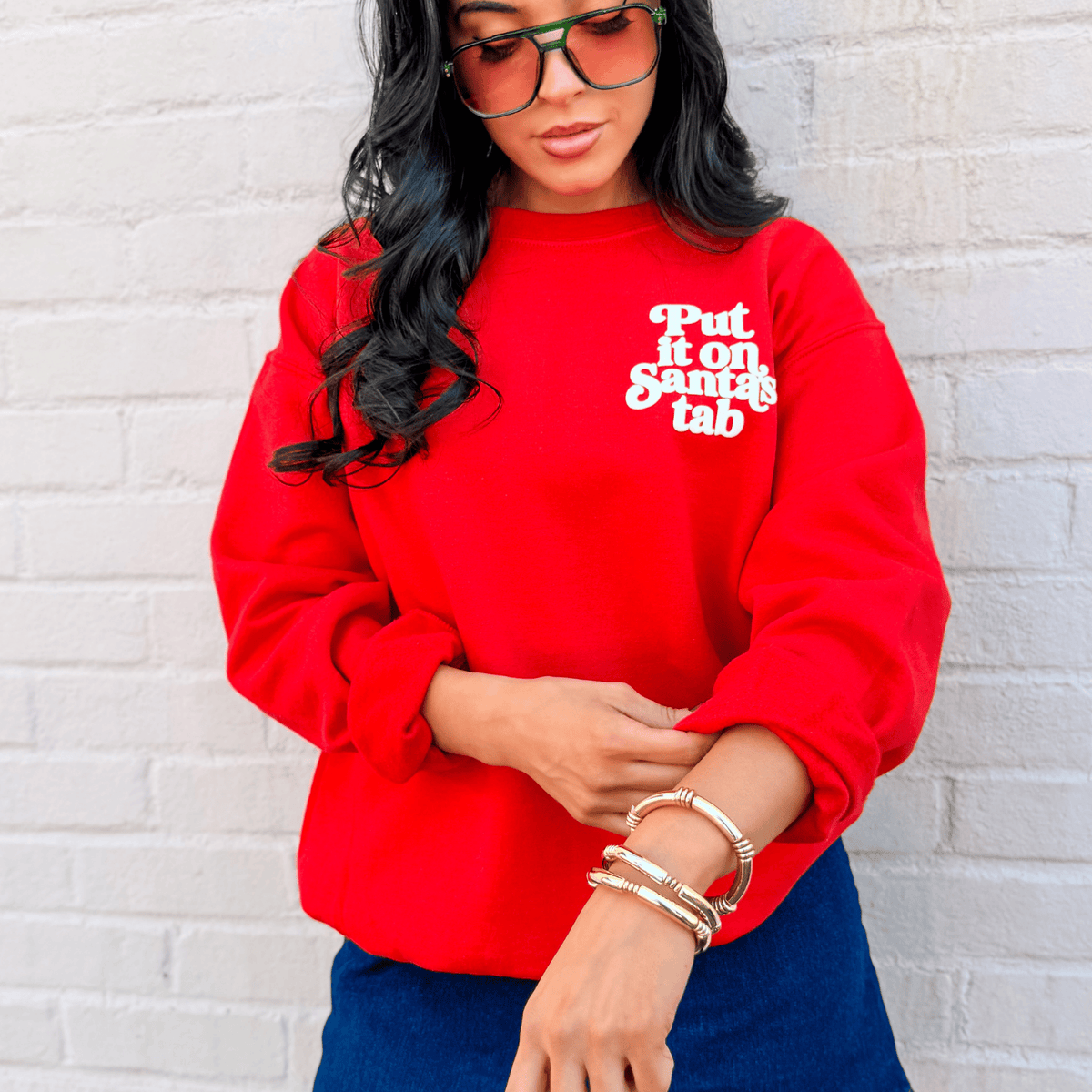 Santa's Tab Puff Print Sweatshirt