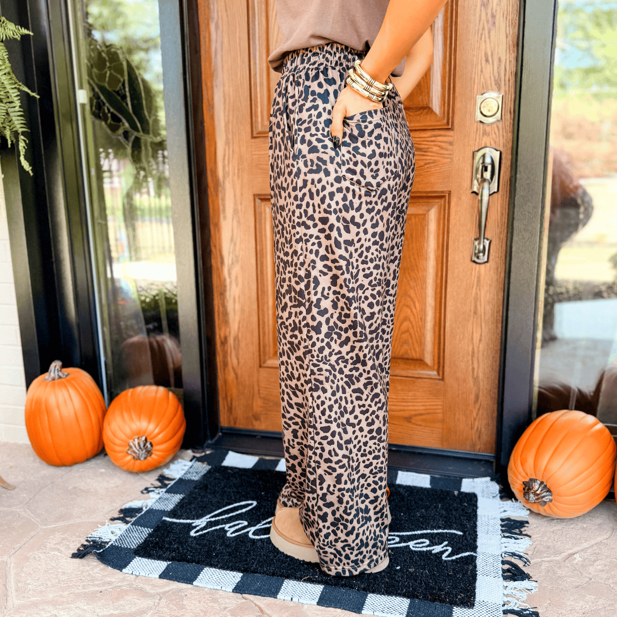 Wide Leg Leopard Pants
