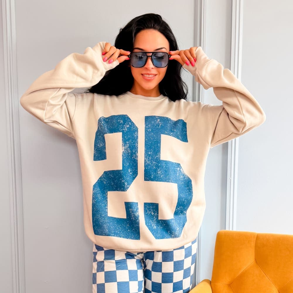 5 STAR! Distressed 25 Sweatshirt - Dust