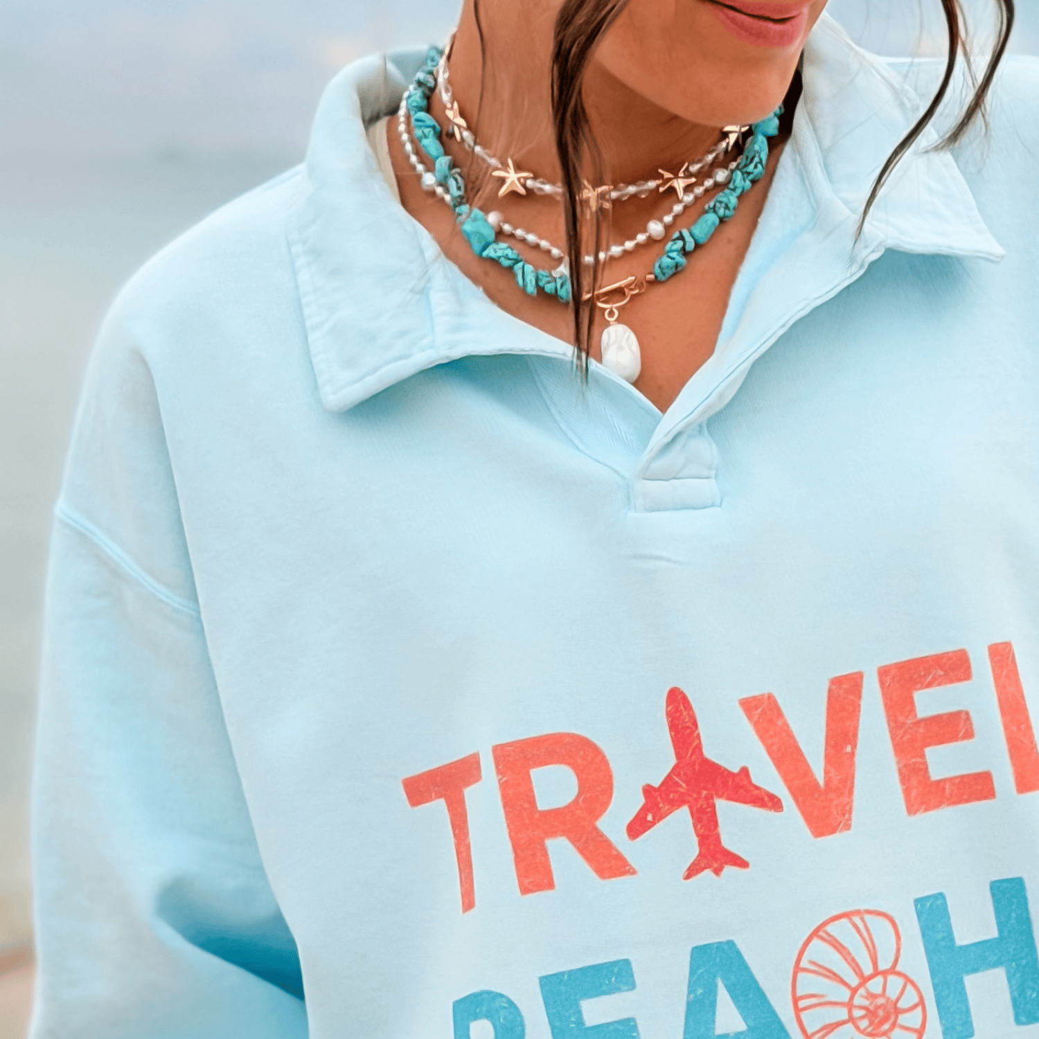 Travel, Beach, Repeat! Collegiate Crewneck