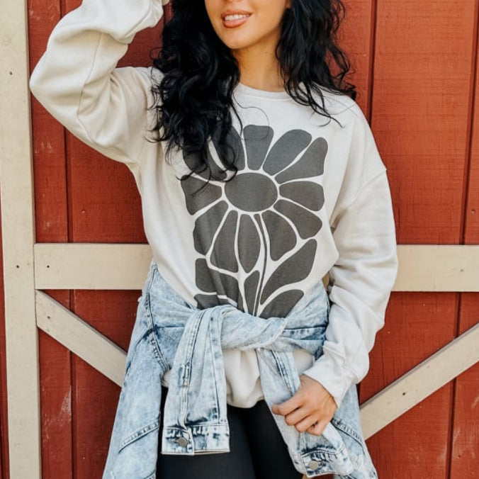 Black Retro Flower Sweatshirt