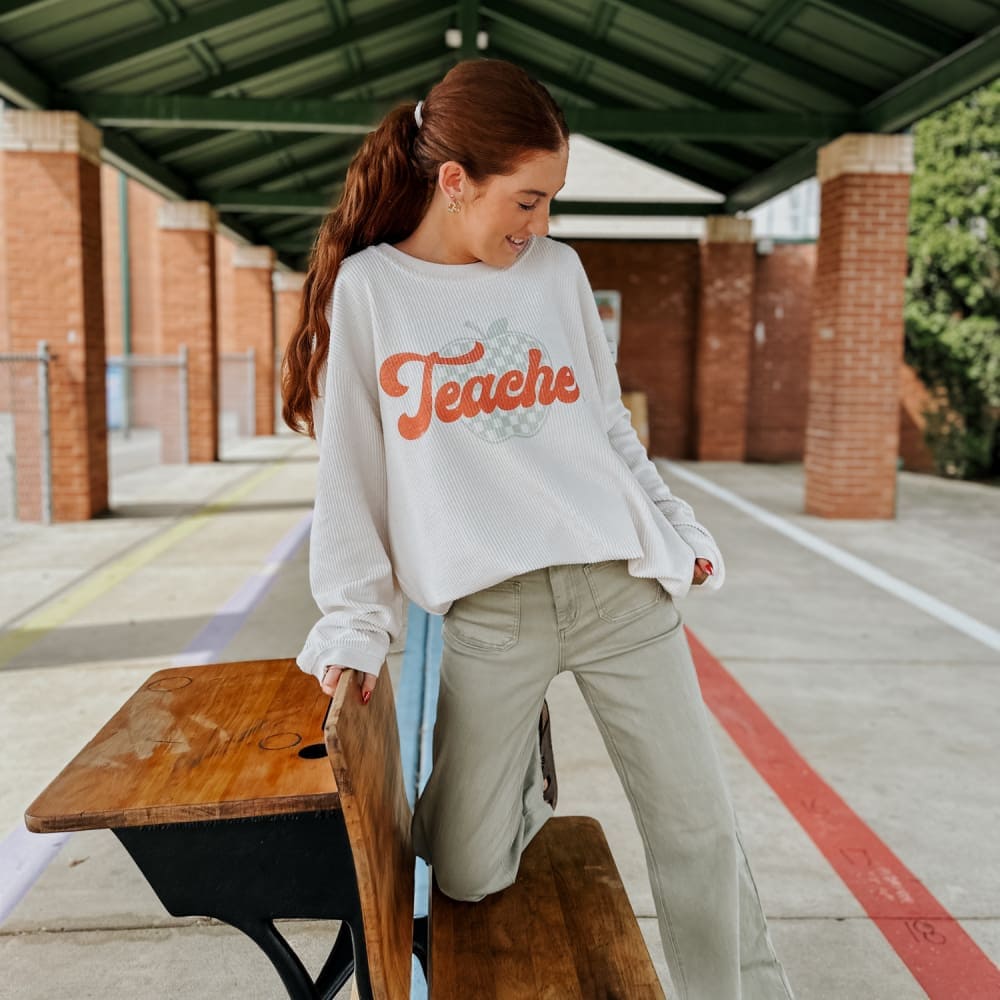 Checkerboard Teacher Corded Crew - NEW