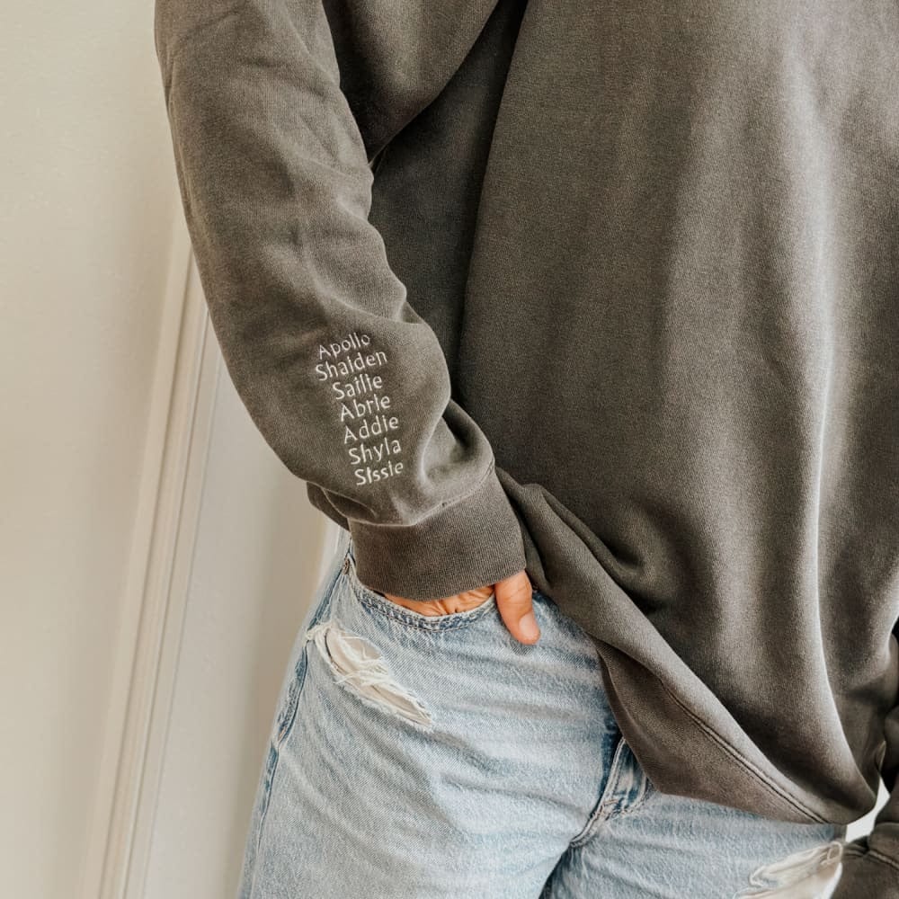 Custom Mama Embroidered Crewneck - Black