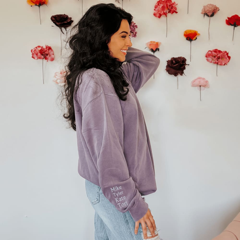 Custom Mama Embroidered Crewneck - Plum