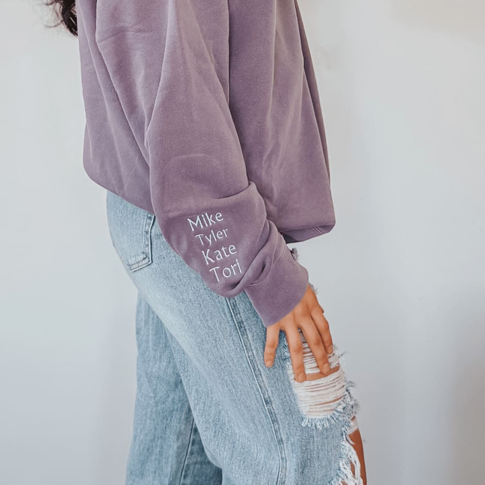 Custom Mama Embroidered Crewneck - Plum