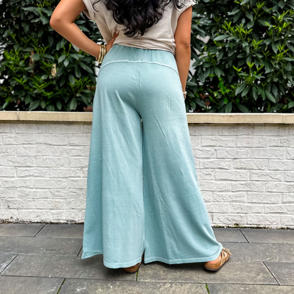 Flora French Terry Pants - Ash Blue