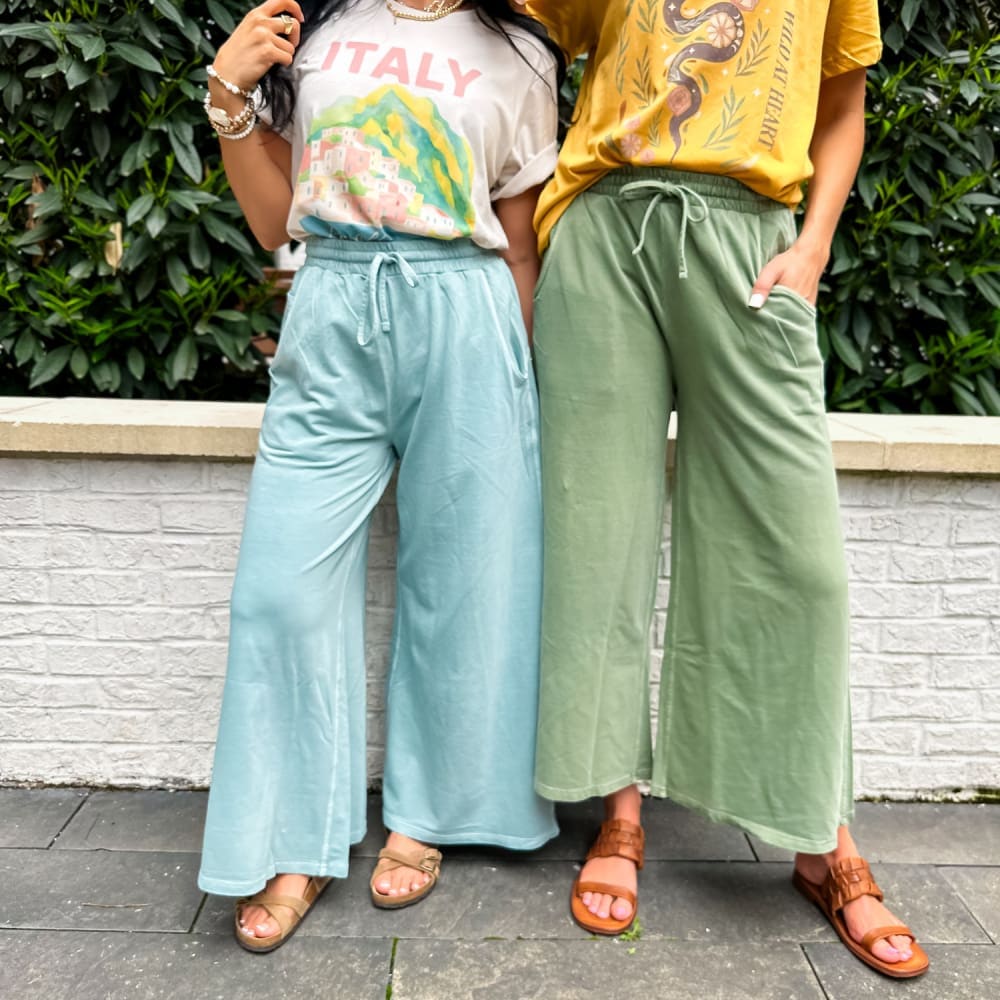 Flora French Terry Pants - Ash Blue