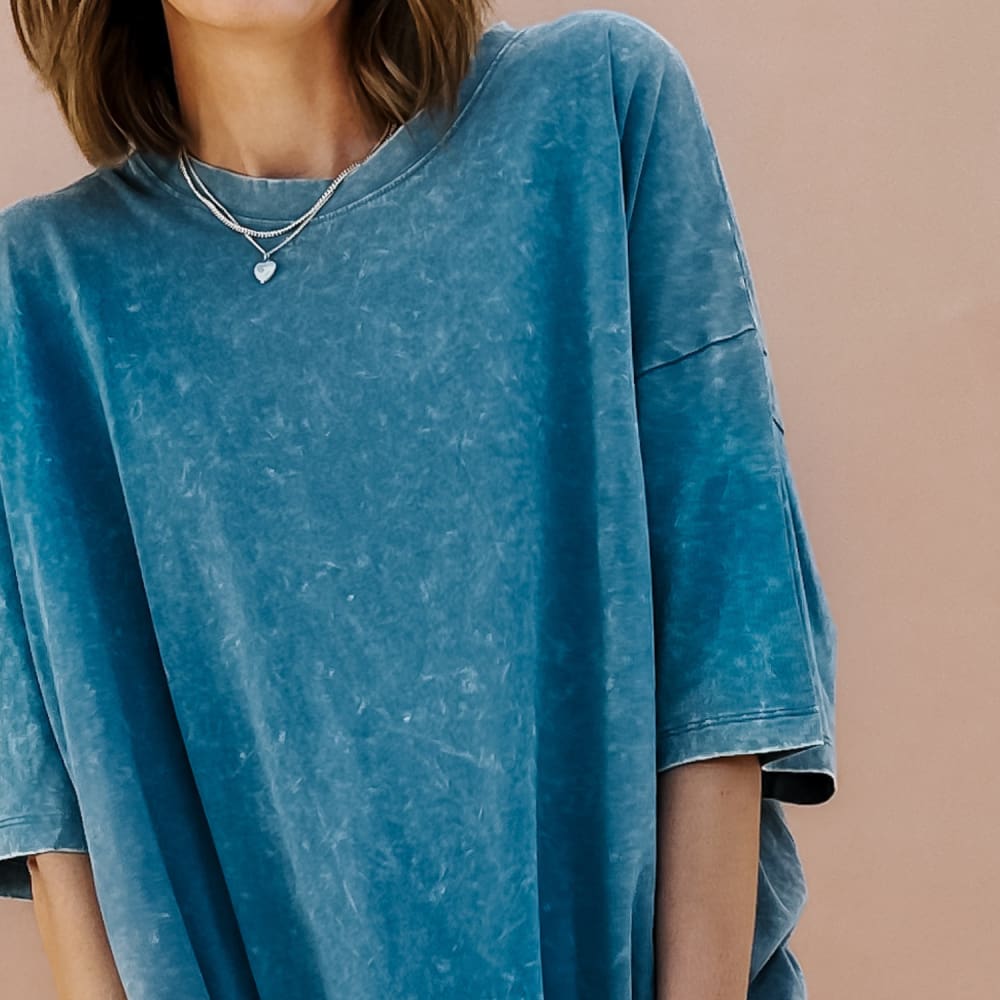 Lainey Oversized Tee Washed Deep Blue