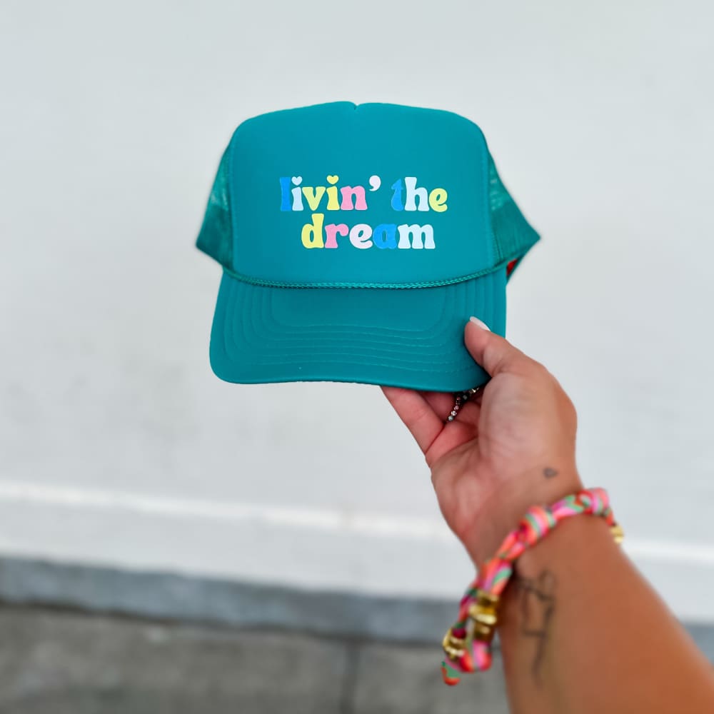 Livin’ The Dream Mesh Trucker Hat - Jade Blue