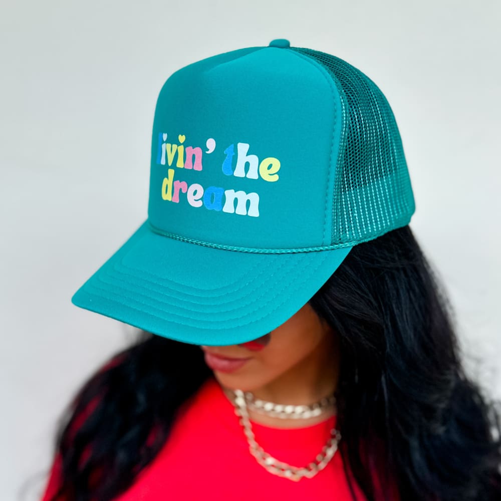 Livin’ The Dream Mesh Trucker Hat - Jade Blue