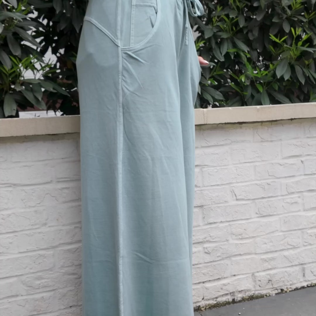 Flora French Terry Pants - Ash Blue