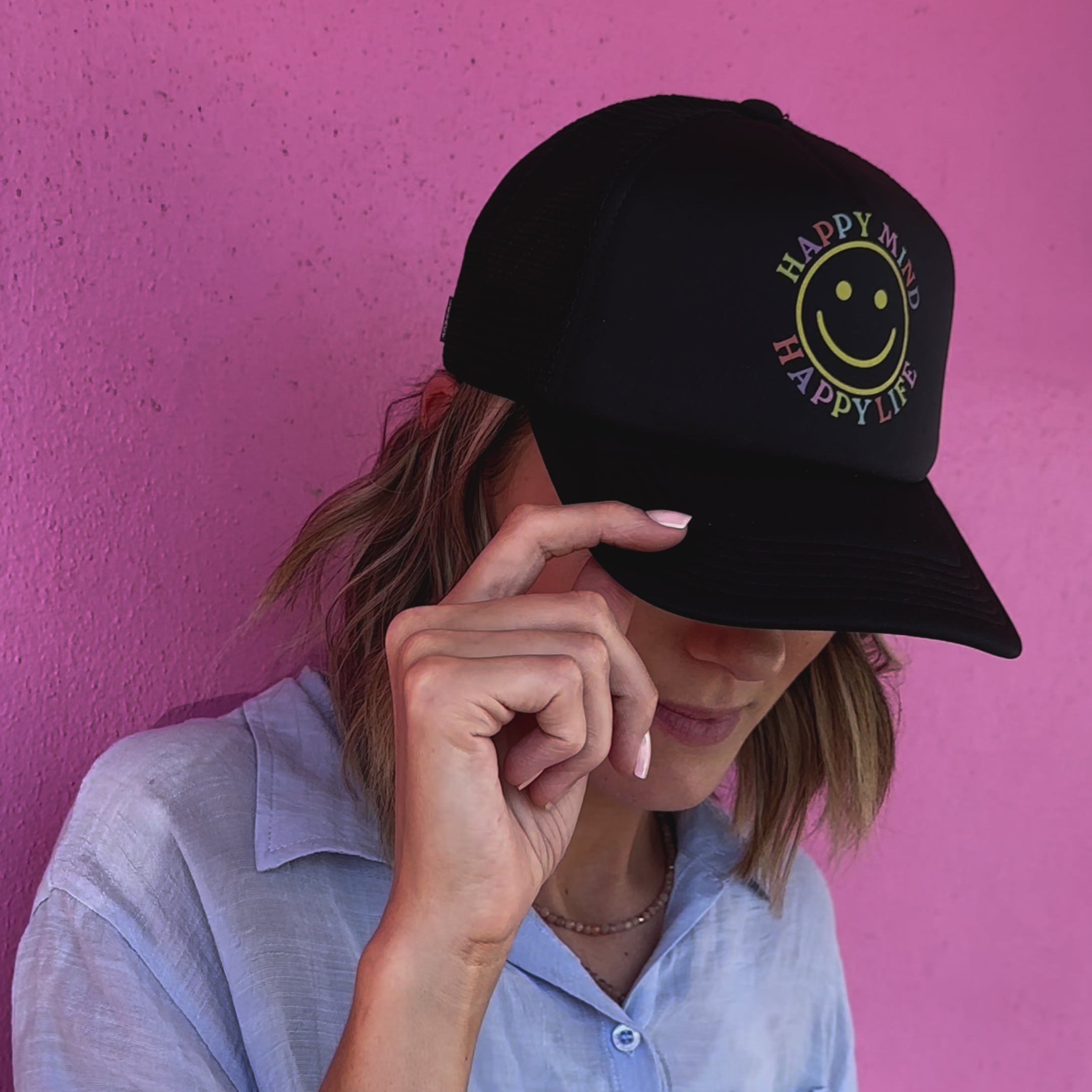 Happy Mind Trucker Hat - Black