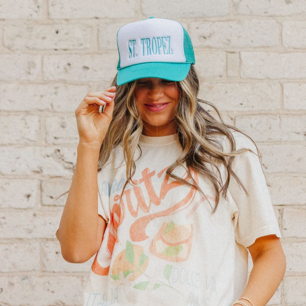 St. Tropez Mesh Trucker Hat - Jade Blue