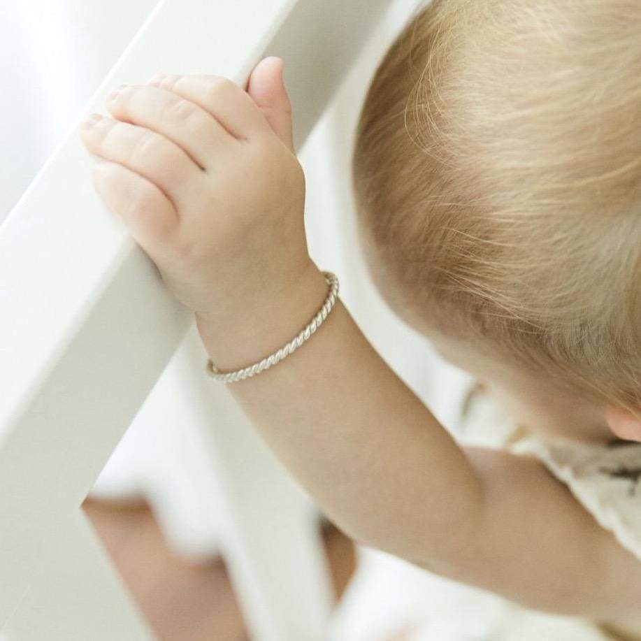Woven - Twisted Silver Baby Bangles
