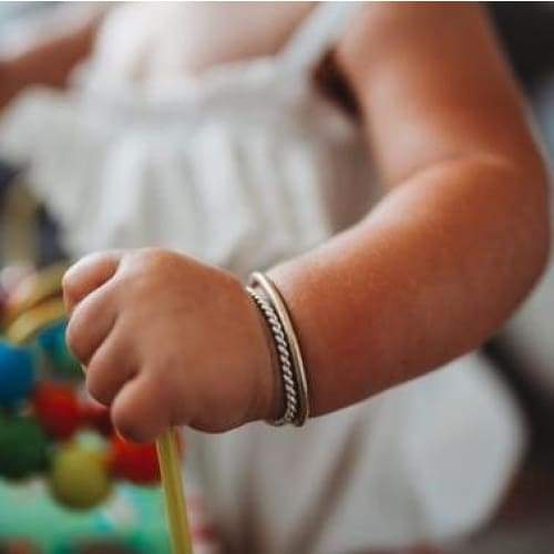Woven Twisted Silver Baby Bracelets