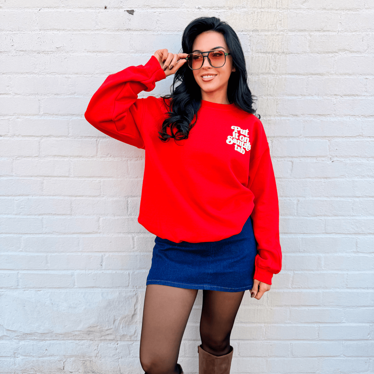 Santa's Tab Puff Print Sweatshirt