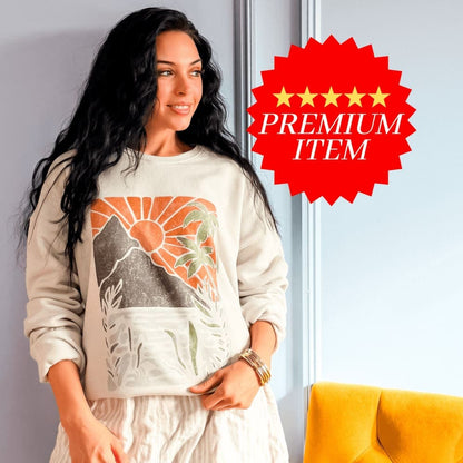 5 STAR! Neutral Island Scene Sweatshirt - Dust