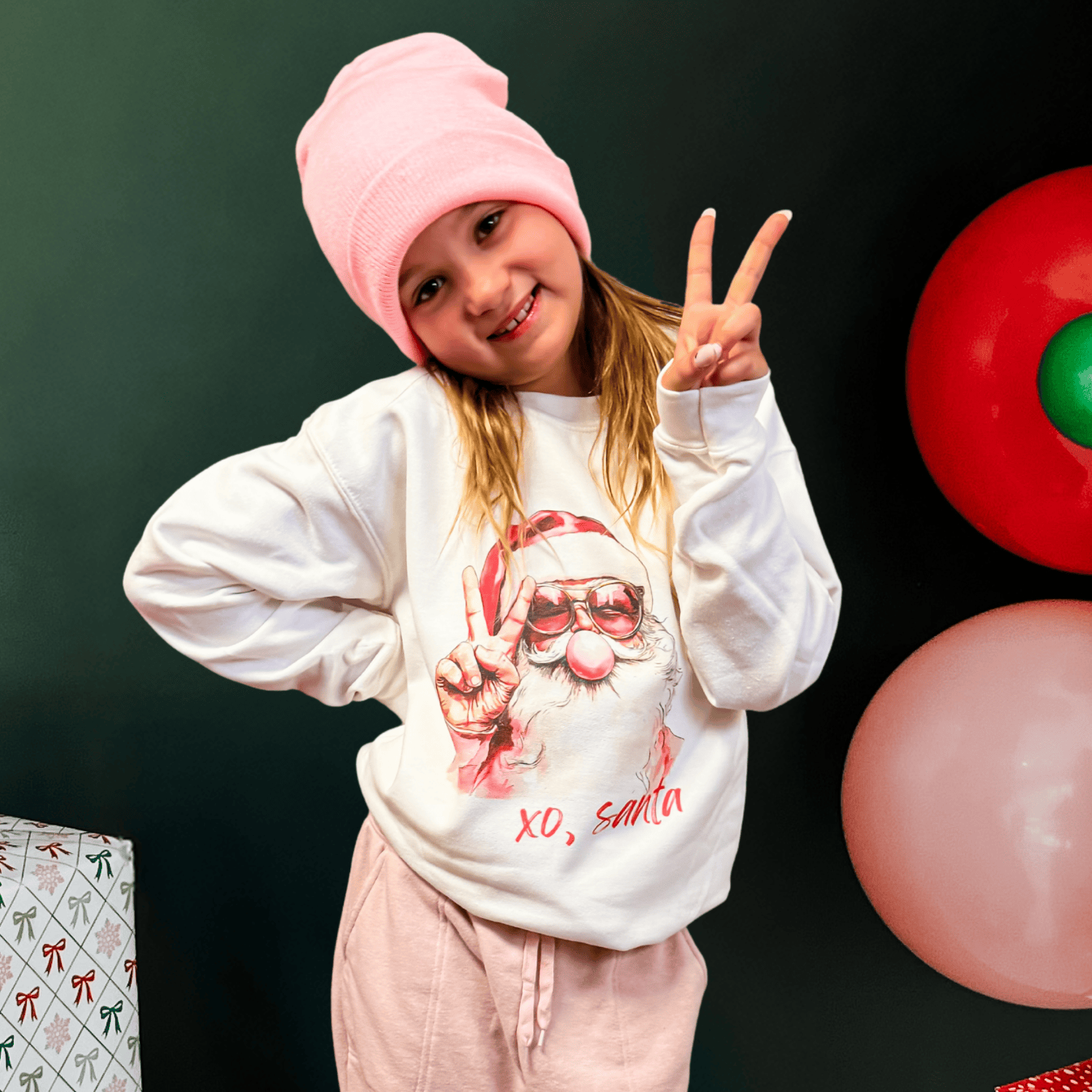 Bubble Gum Santa - Kids Crewneck