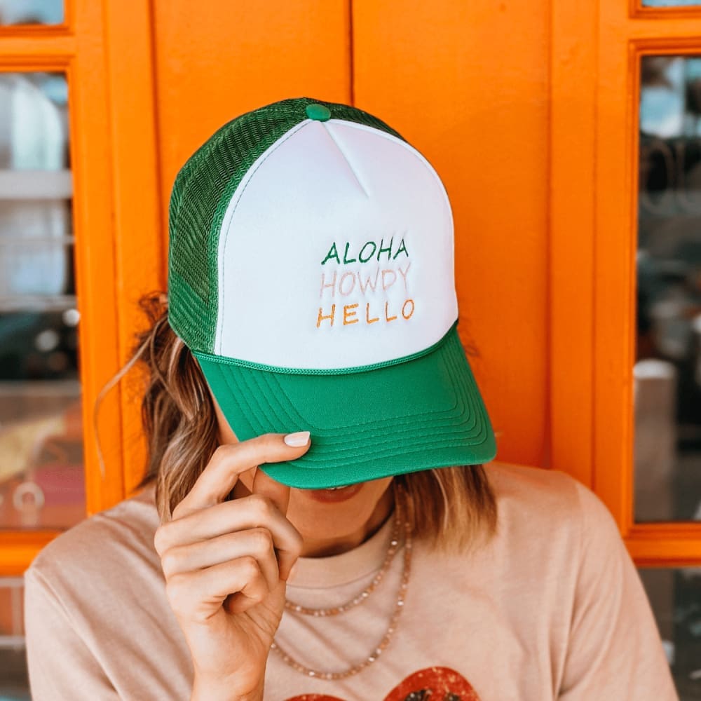 Aloha Howdy Hello Hat - Kelly Green
