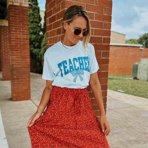 Blue Bow Teacher Tee - Chambray - NEW