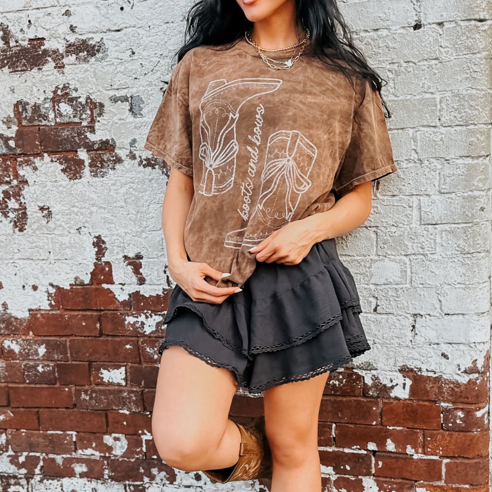 Boots and Bows Mineral Wash Tee