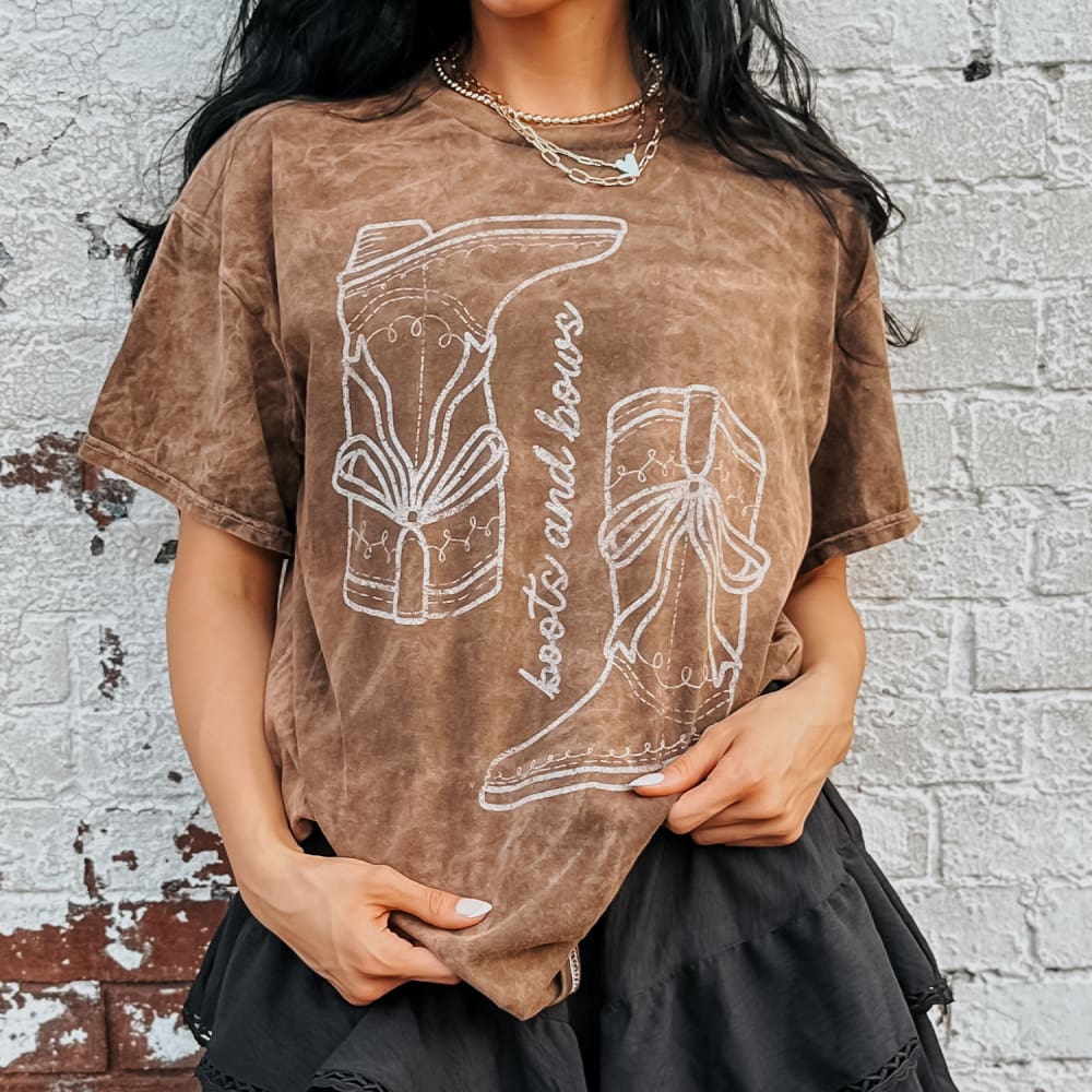 Boots and Bows Mineral Wash Tee