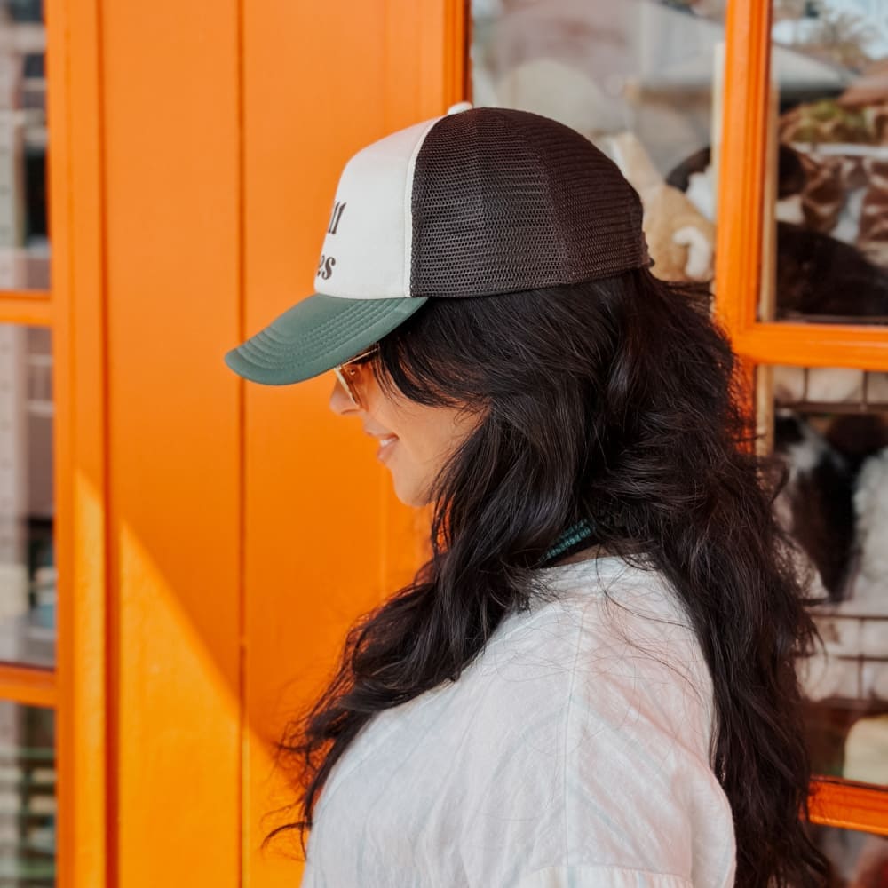 Chill Vibes Mesh Trucker Hat - Cream Green