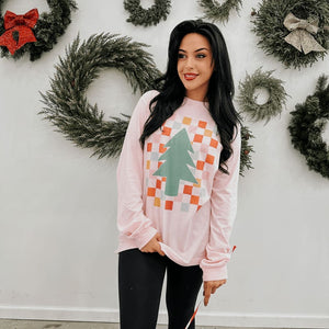 Colorful Checkerboard Tree Long Sleeve