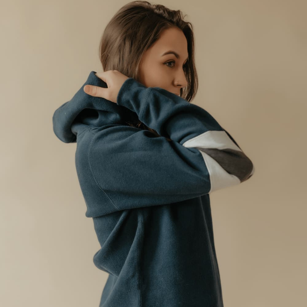Cropped Color Block Sleeve Hoodie
