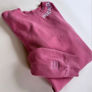 Custom Mama Embroidered Crewneck - Pink
