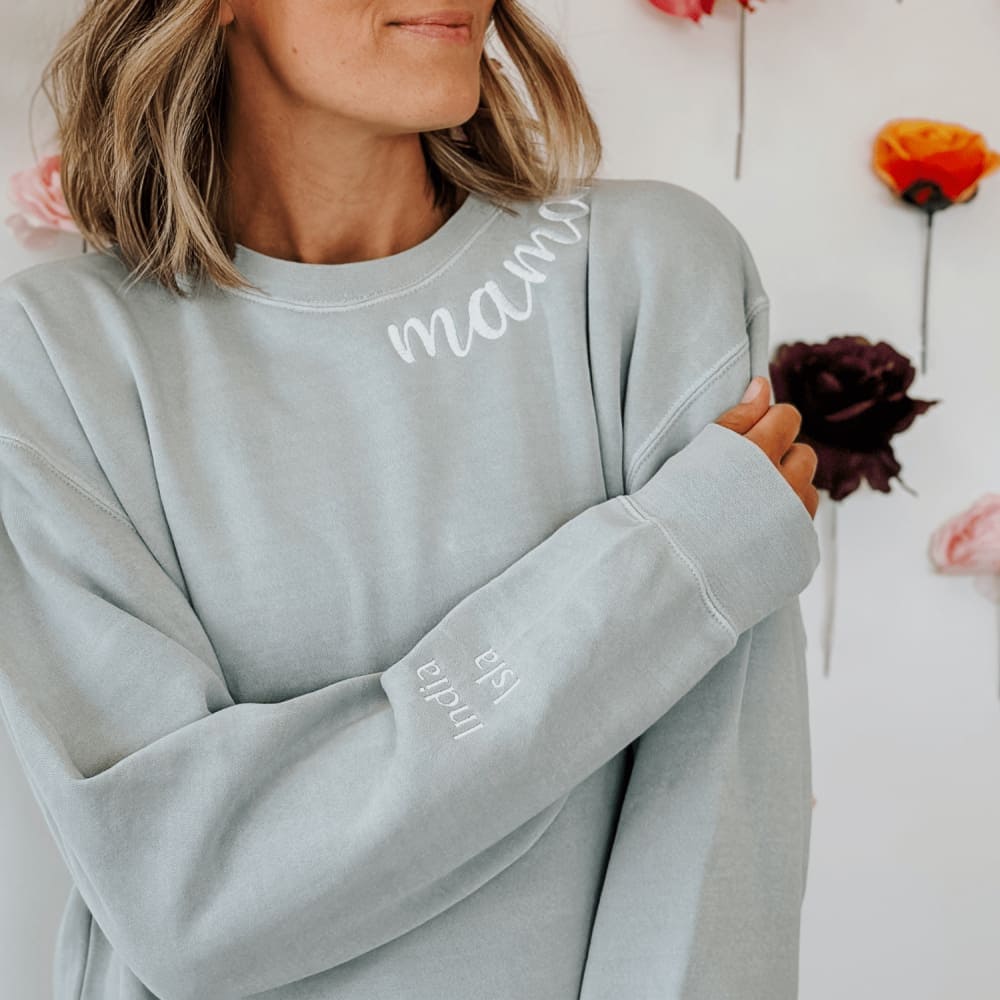 GRATEFUL ~ Hand Embroidered Raglan Sweatshirt outlet