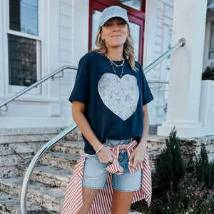 Distressed White Heart Mid Tee - NEW