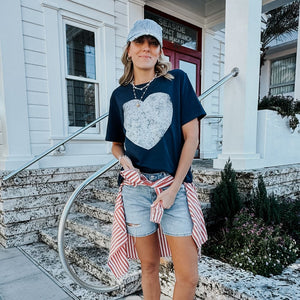 Distressed White Heart Mid Tee - NEW