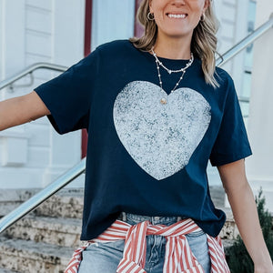 Distressed White Heart Mid Tee - NEW