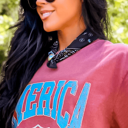 Bandana Scarf Necklace with Charm - Black