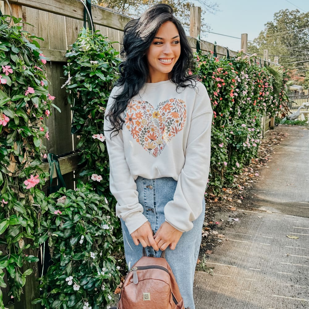Fall Flowers Heart Sweatshirt