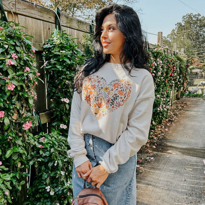 Fall Flowers Heart Sweatshirt
