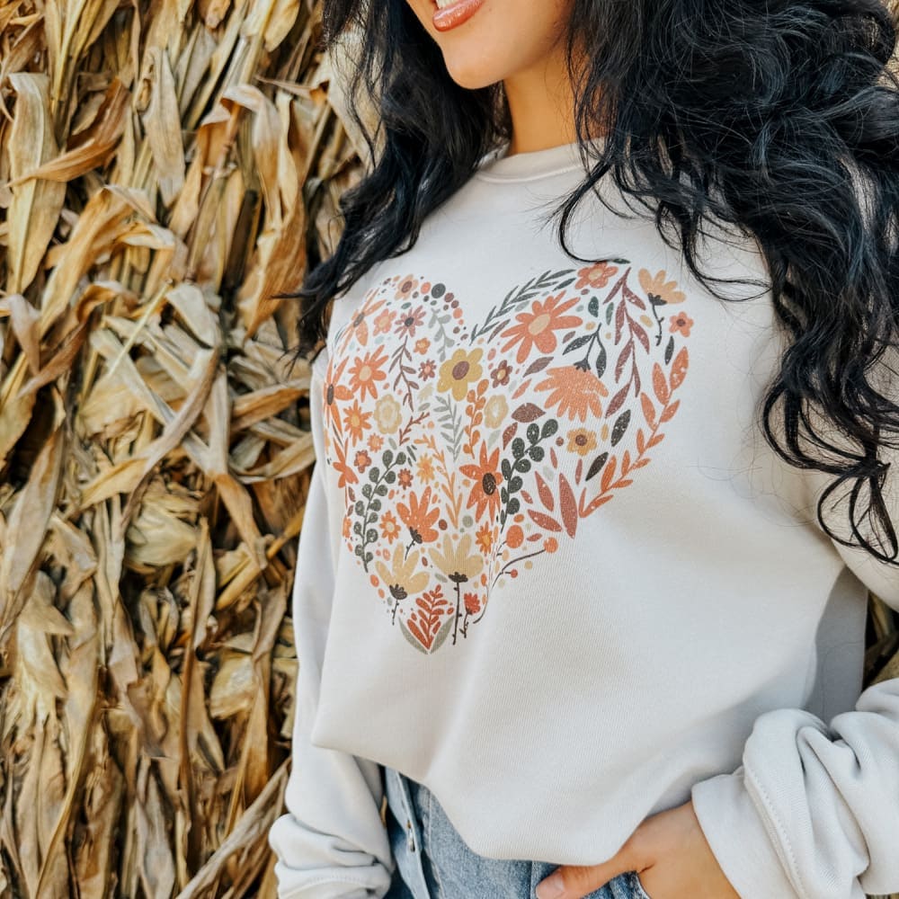 Fall Flowers Heart Sweatshirt