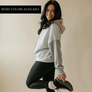 Fleece Color Block Cropped Hoodie