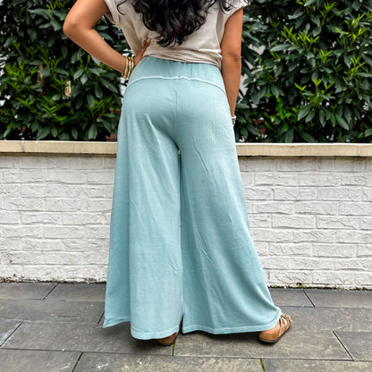 Flora French Terry Pants - Ash Blue