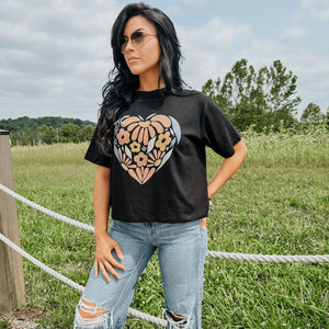 Floral Heart Relaxed Boxy Tee - NEW