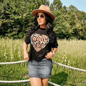 Floral Heart Relaxed Boxy Tee - NEW