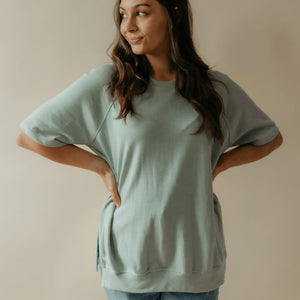 French Terry Short Sleeve Pullover - Small / Green