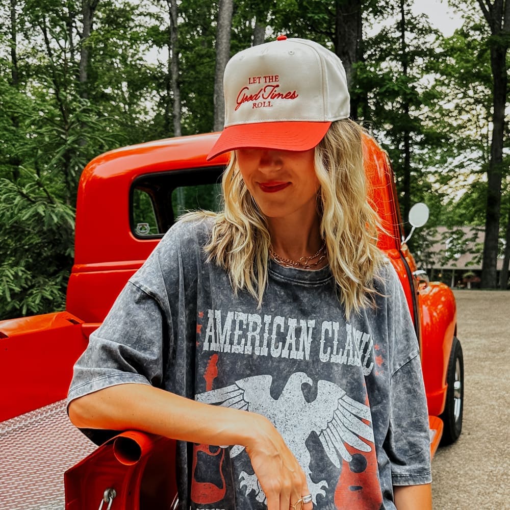 Good Times Roll Trucker Hat - Natural Red