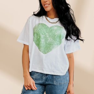 Green Heart Relaxed Boxy Crop - NEW