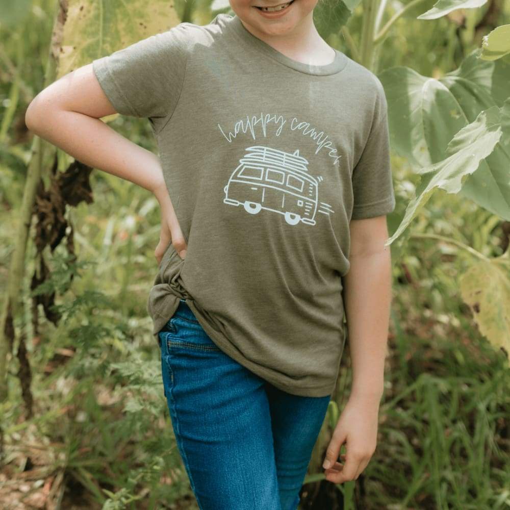 Happy camper kids clearance shirt