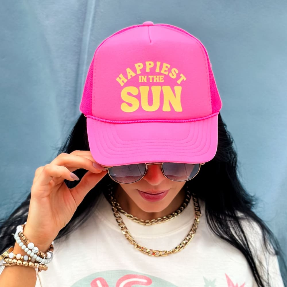 In The Sun Mesh Trucker Hat - Neon Pink