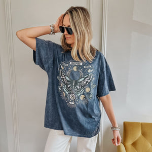 Inspired Butterfly Oversized Tee - Denim Navy