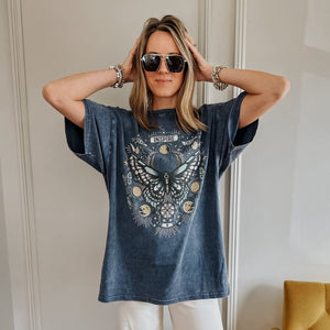 Inspired Butterfly Oversized Tee - Denim Navy